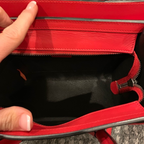Red leather Celine Mini Nano tote - Picture 4 of 7
